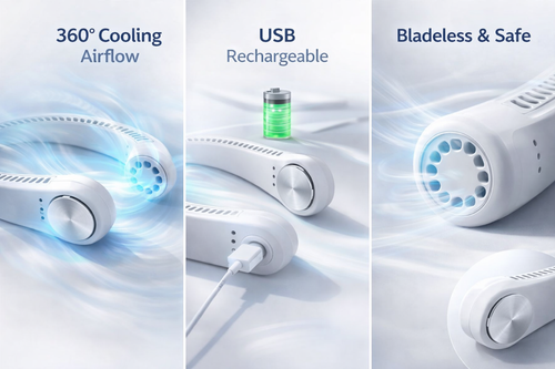 Portable Bladeless Neck Cooling Fan - USB Rechargeable
